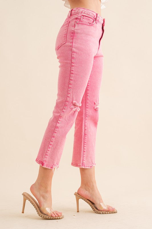 Kasey Studded Rhinestone Denim Jeans
