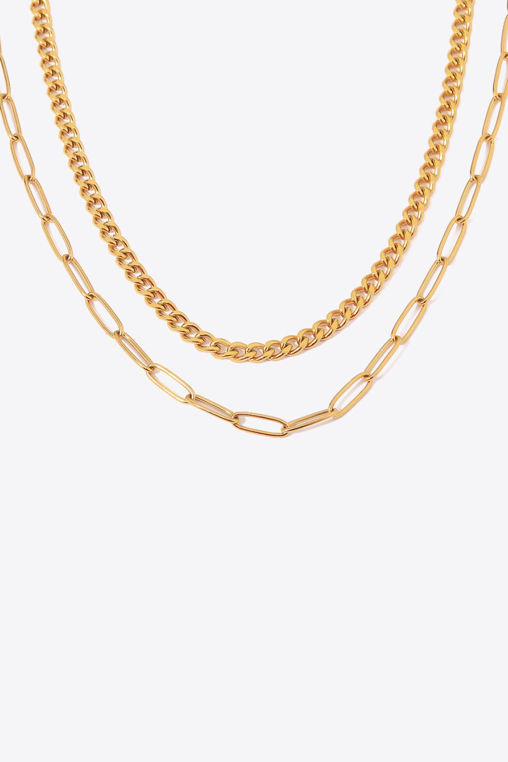 18K Gold Plated Layered Chain Necklace - #WestTrend#