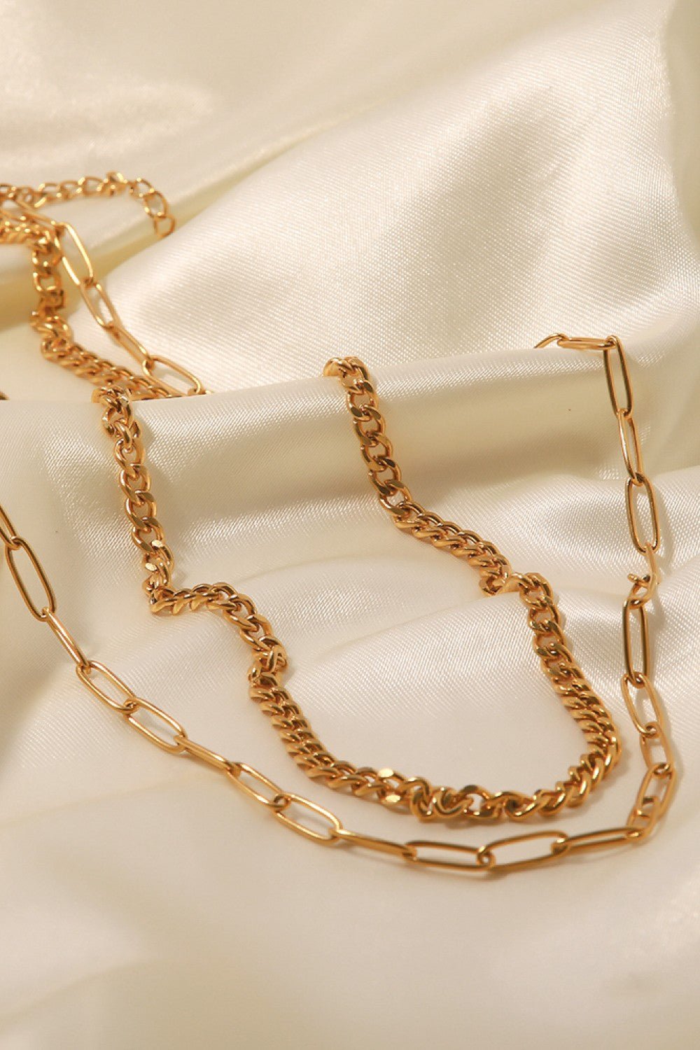 18K Gold Plated Layered Chain Necklace - #WestTrend#
