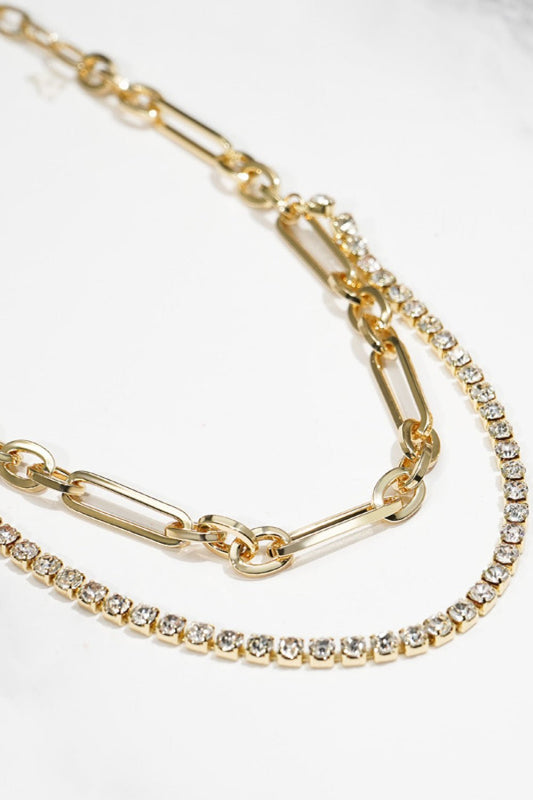 18K Gold Plated Glass Stone Necklace - #WestTrend#